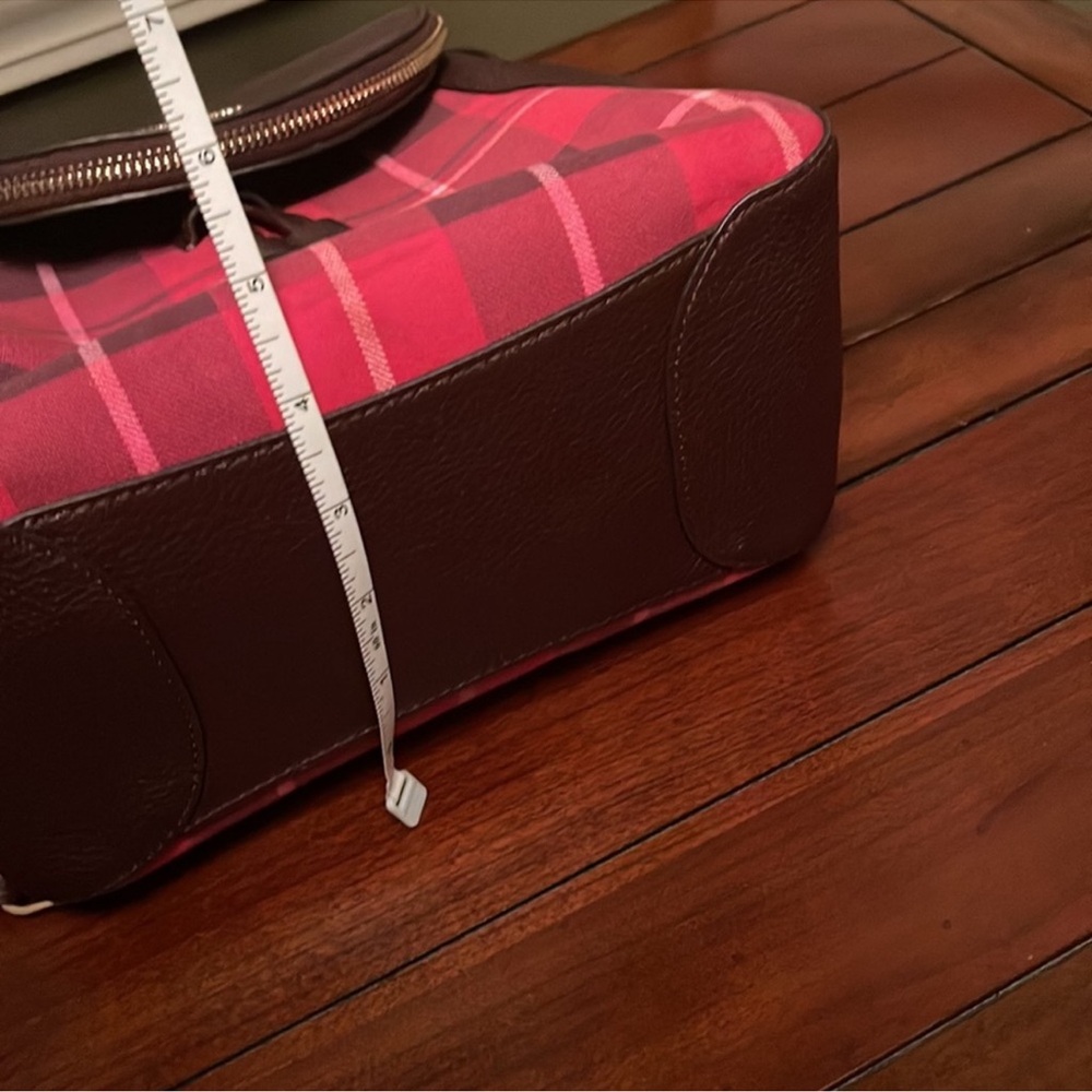 Kate Spade “Leila” Brown Leather & Pink Plaid Backpack, Lk New - Picture 12 of 13
